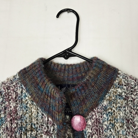 Vintage Confetti Boucle Knit Chunky Open Front Long Line Cardigan Coatigan - Picture 4 of 9